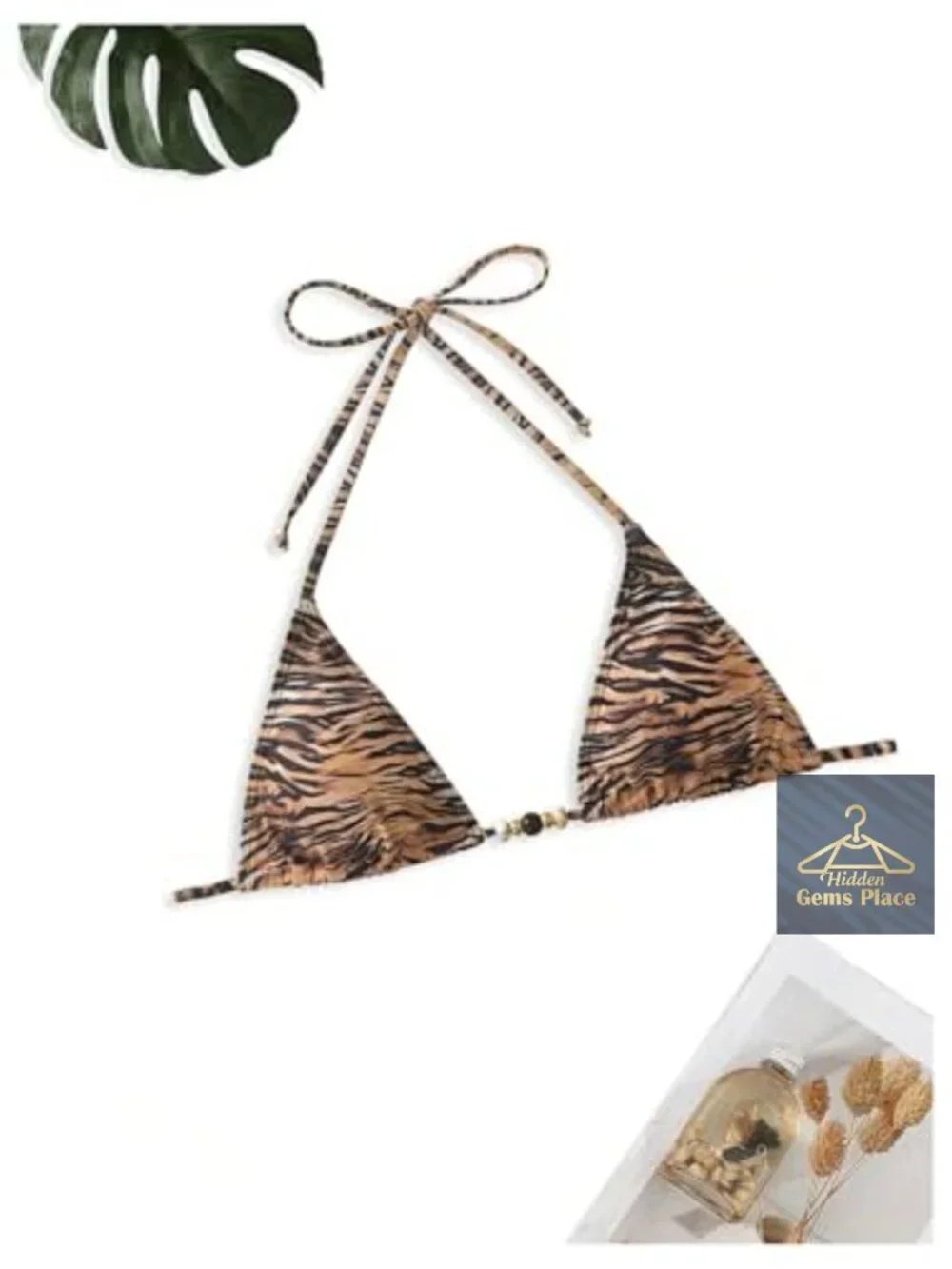 Women's 2 Piece Bikini Set Halter Triangle Cheeky Swimsuit Floral Boho